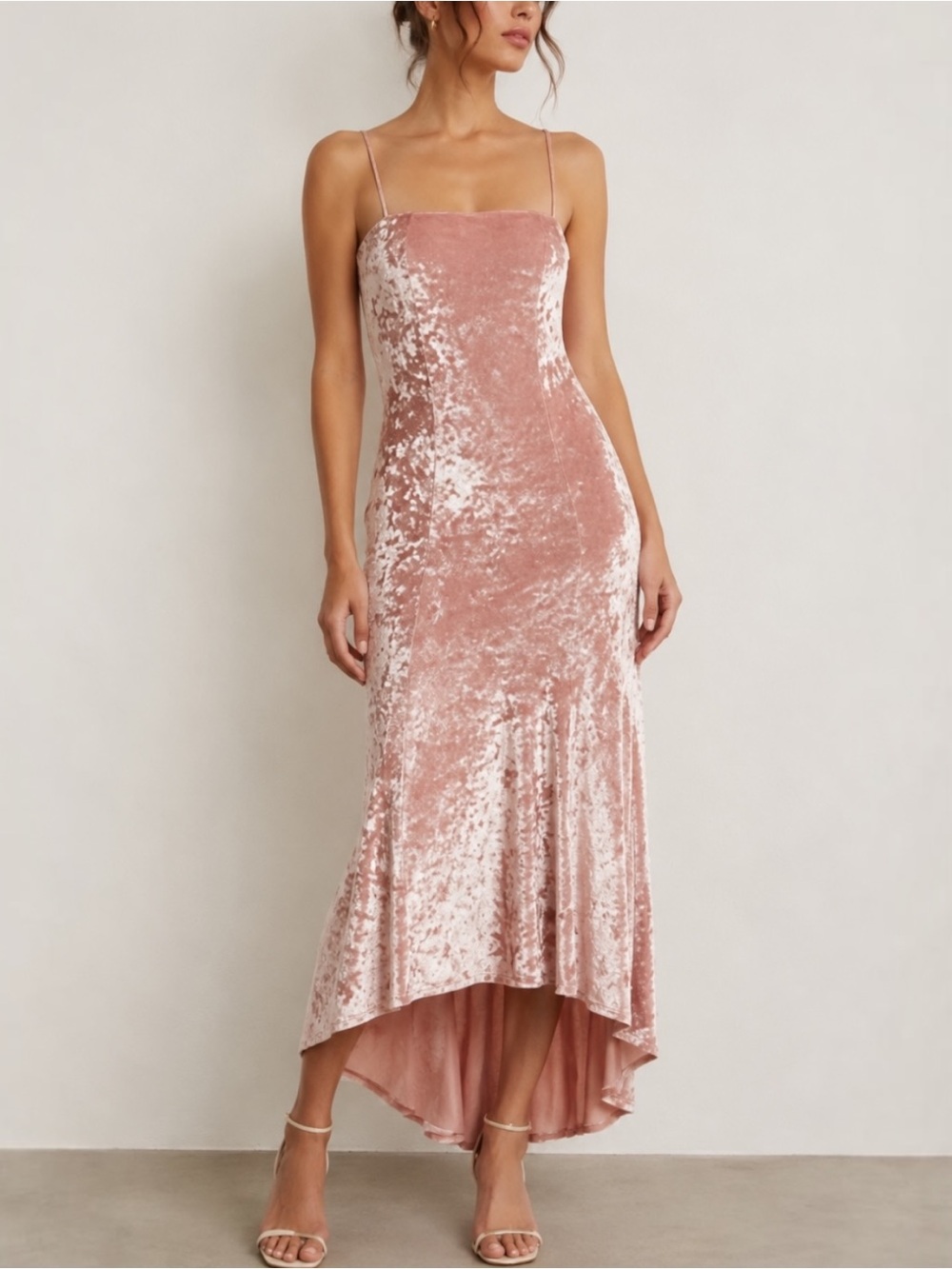 LIKELY‎ Winslow Crushed Velvet Slip Dress Women’s 6 Pink Midi High Low Party New